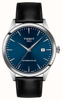 Tissot Classic Dream Powermatic 80 (40mm) Blue Sunray Dial / Black Leather Strap T1584071604100