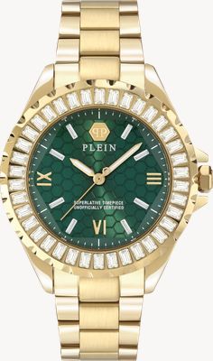 Philipp Plein ROCK COUTURE PLEIN HEAVEN (38mm) Green Dial / Gold-Tone Stainless Steel Bracelet PWPOA0924