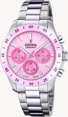 Festina Ceramic Chronograph (39mm) Pink Dial / Stainless Steel Bracelet F20693/2