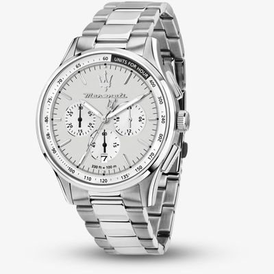 Maserati VELOCITÀ 43mm Chronograph White Dial Stainless Steel Bracelet R8873652013