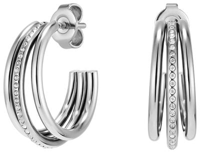 Olivia Burton Ever Stacked Crystal-Set Silver Tone Stainless Steel Hoop Stud Earrings 24100294
