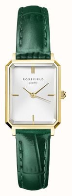 Rosefield Octagon XS (19.5mm) White Dial / Emerald Green Leather Strap OWGLG-O86