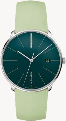 Junghans Meister fein Automatic | Diamond Set | Moss Green Dial | Green Leather Strap 27/4357.00