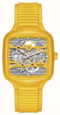 RADO True Square Skeleton Automatic (38mm) Skeleton Dial / Yellow Rubber Strap Watch R27177255