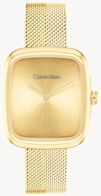 Calvin Klein Adore (30mm) Gold Dial / Two-Tone Gold Stainless Steel Mesh Bracelet 25100099