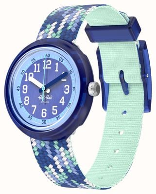 Flik Flak BRAID IN BLUE (31.85mm) Blue Dial / Blue 'Braid Effect' Patterned Strap FPNP169