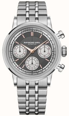 Raymond Weil Millesime Automatic Tri-Compax Chronograph (39mm) Anthracite Dial / Stainless Steel Bracelet 7765-ST-60651