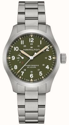Hamilton Khaki Field Power Reserve Mechanical (40mm) Green Dial / Stainless Steel Bracelet Watch H69509160
