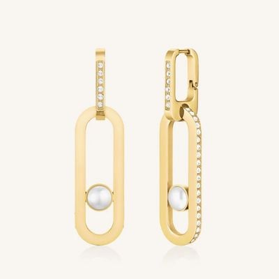Rosefield Jewellery Modern Pearl Pendant Earring Gold Plated JEPPG-J1289
