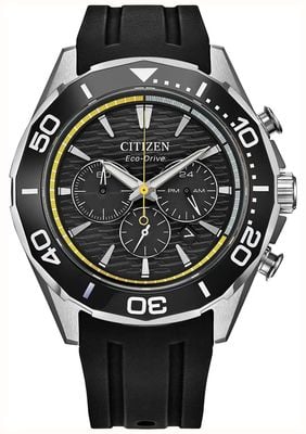 Citizen Eco-Drive Sport Chronograph (43mm) Black Dial / Black Rubber Strap CA4730-08E