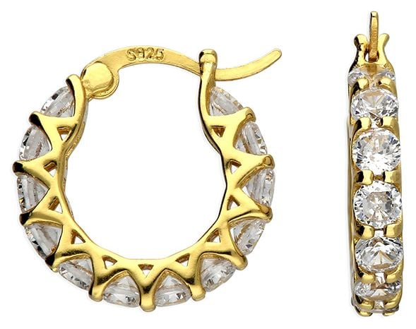 James Moore & Co H6079/Y Gold Plated CZ Circle Creole Hoop Jewellery