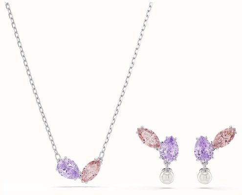 Swarovski x Ariana Grande Dragonfly Mixed-Cut Rhodium-Plated Necklace & Stud Earring Gift-Set 5746577