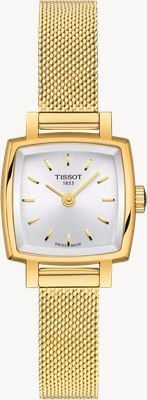 Tissot Lovely Square (20mm) Silver Dial / Gold PVD Stainless Steel Mesh Bracelet T0581093303100