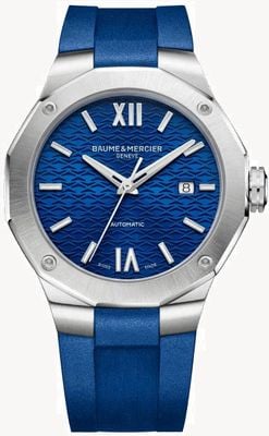 Baume & Mercier Riviera Blue Rubber Strap Watch 10619