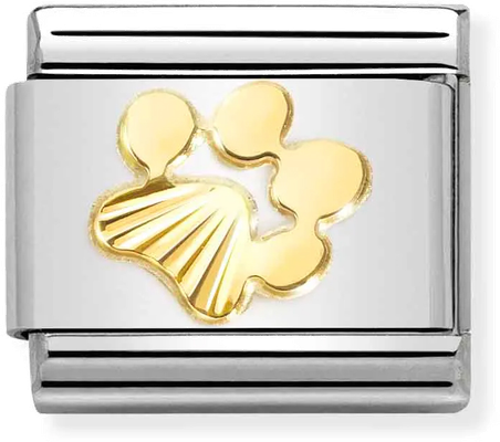 Nomination Classic Paw Print 18ct Gold & Steel Charm 030149/44