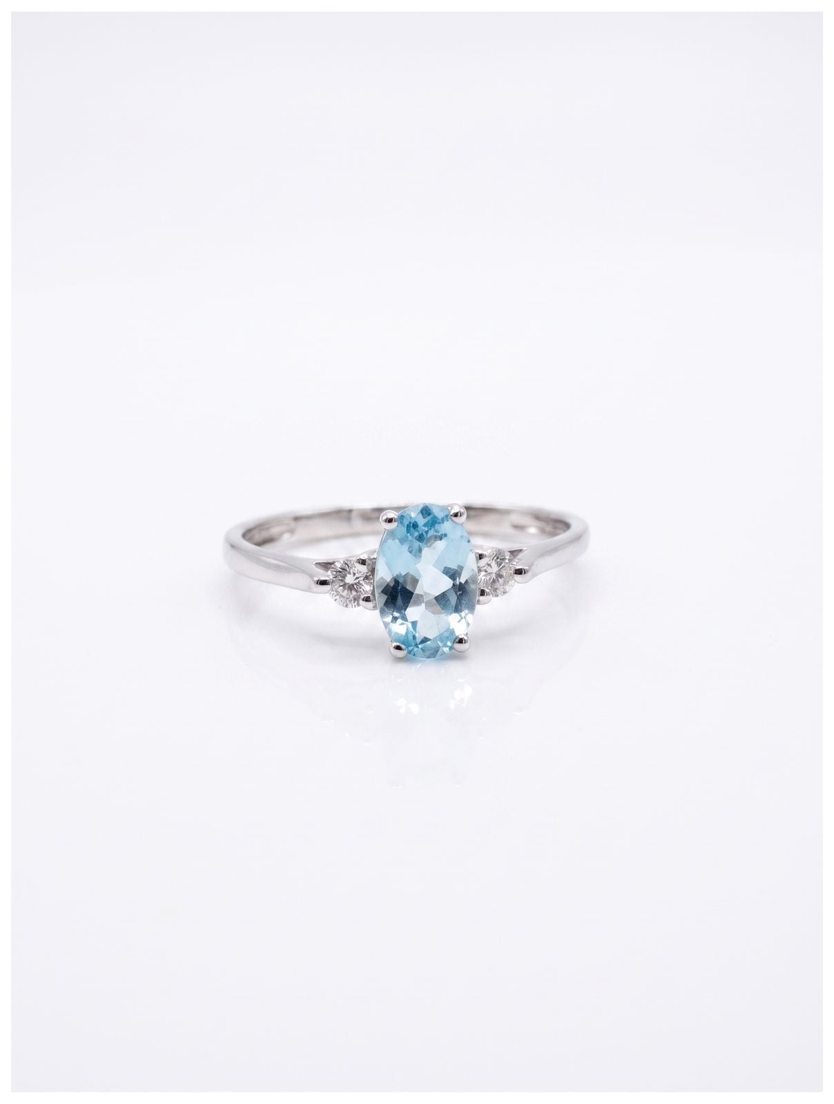 James Moore & Co J96076 9ct White Gold Diamond And Aqua Ring Jewellery