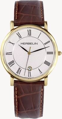 Herbelin Classic (38mm) White Dial / Brown Leather Strap 12248P08MA