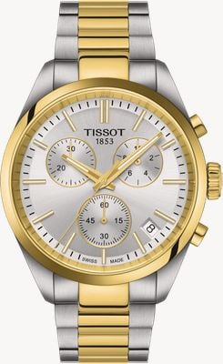 Tissot PR 100 Chronograph (40mm) Silver Sunray Dial / Two-Tone Stainless Steel Bracelet T1504172203100