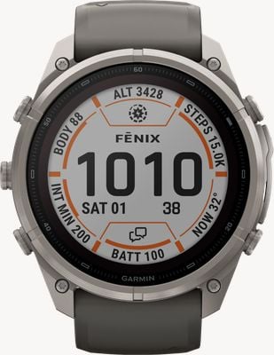 Garmin Fenix 9 Pro InReach Solar 51mm Premium GPS Smartwatch - Titanium With Pebble Grey Silicone Watch 010-04339-01