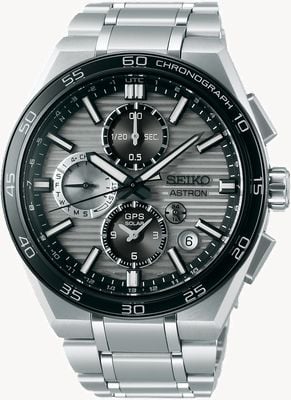 Seiko Astron ‘Silvery Grey’ 5X GPS Solar Dual-Time Chronograph (44.1mm) Grey Dial / Titanium Bracelet SSH177J1