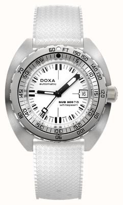 DOXA SUB 300 Ti5 Whitepearl (42.5mm) White Luminescent Dial / White Dive Flex Rubber Strap Watch 823.50.011.20 DOXA SUB 300 Ti5 Whitepearl (42.5mm) White Luminescent Dial / White Dive Flex Rubber Strap Watch 823.50.011.20