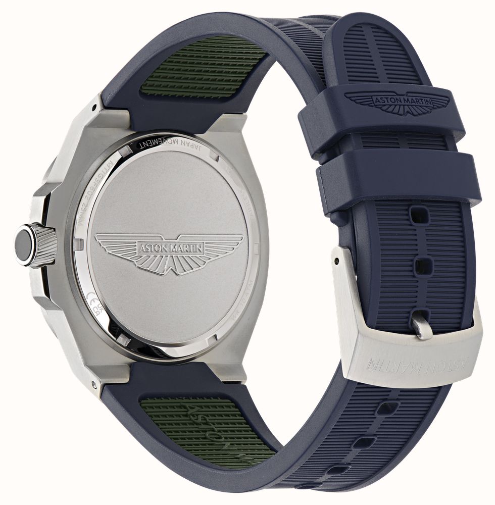 Aston Martin GPQ Icon Quartz (42mm) Navy Blue Dial / Navy Blue Silicone Strap + Navy Blue Leather Bracelet Set MTIGGF601 - alternate view 3