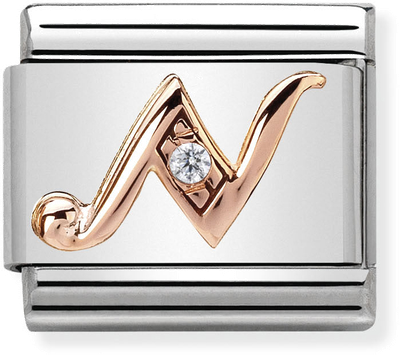 Nomination Classic Letter N 9ct Rose Gold & Steel Charm 430310/14