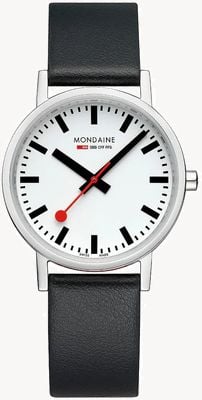 Mondaine Classic 36mm Stainless Steel / Black Vegan Leather A660.30314.16SBBV