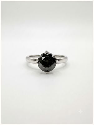 Pre-owned 9ct White Gold Black Diamond Ring J29576