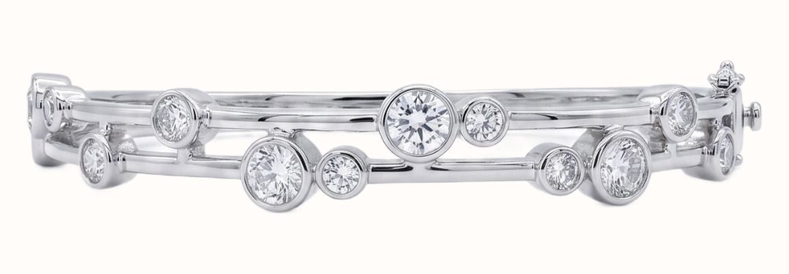 Solid Silver Boodle Style CZ bangle J14849