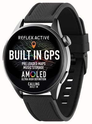 Reflex Active Series 45 Amoled GPS Sports Smart Calling Watch (46mm) Black Silicone Strap RA45-2218