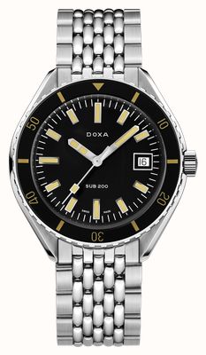 DOXA SUB 200 Sharkhunter (42mm) Black Iconic Dial / Stainless Steel Rice-Grain Bracelet 799.10.101.10