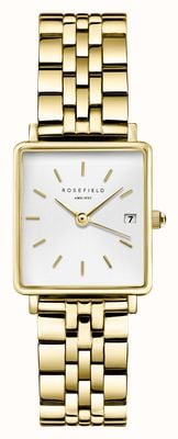 Rosefield Boxy XS (22mm) White Dial / Gold-Plated Stainless Steel Bracelet QMWSG-Q021