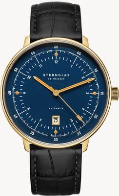 STERNGLAS Hamburg Automatic (42mm) Blue Dial / Heritage Black Leather Strap S02-HHM07-HE03