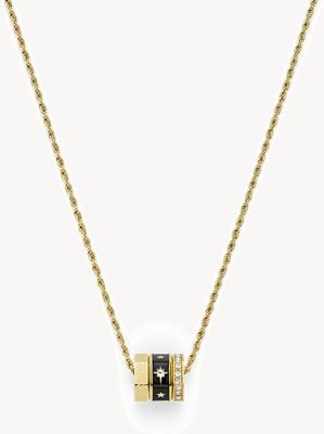 Olivia Burton Signature Black & Gold Plated Bead Charm Necklace 24100447