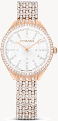 Swarovski Women's Attract (30mm) Silver Dial / Crystal-Set Rose Gold-Tone Stainless Steel Bracelet 5644053