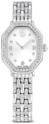 Swarovski Dextera Octagon (23mm) Silver Sunray Dial / Crystal-Set Stainless Steel Bracelet 5698690