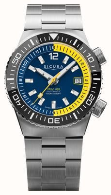 Sicura Hexa 400 Automatic Reissue (40mm) Matte Blue Dial / Stainless Steel Bracelet Watch H400.SS.A.40ATM.02.SS