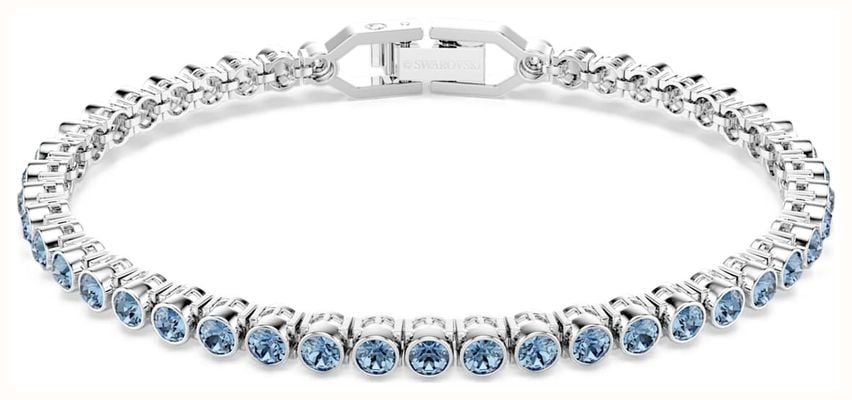 Swarovski Imber Emily Tennis Bracelet Round Cut, Blue, Rhodium Plated 5734239