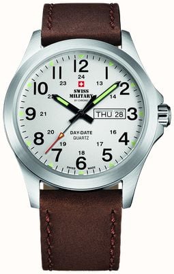 Swiss Military by Chrono Men's Day-Date (42mm) White Dial / Brown Leather Strap SMP36040.16