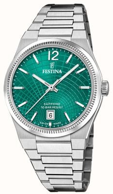 Festina Swiss Made Rivé Quartz (35mm) Green Dial / Stainless Steel Bracelet F20052/6