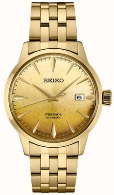 Seiko ‘Beer Julep’ Presage Cocktail Time (40.5mm) Gold Dial / Gold-Tone Stainless Steel Bracelet SRPK46J1