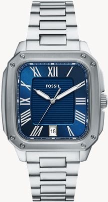 Fossil Men's Crosby (42mm) Textured Blue Dial / Stainless Steel Bracelet FS6121