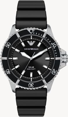 Emporio Armani World Explorer Solar-Powered (42mm) Black Dial / Black Silicone Strap AR11788