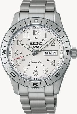 Seiko 5 Sports Field In White Ensign (41mm) White Dial / Stainless Steel Bracelet HDB007K1