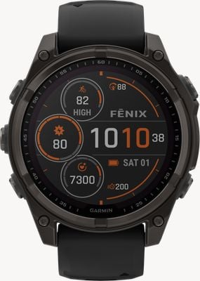 Garmin Fenix 8 47mm SOLAR Sapphire Premium Multisport GPS Smartwatch Carbon Grey with Black Silicone 010-02906-11