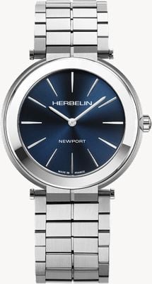 Herbelin Newport Slim Quartz (40mm) Blue Sunray Dial / Stainless Steel Bracelet 19522B15S