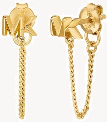 Michael Kors 14K Gold-Plated Sterling Silver Front to Back Chain Stud Ladies Earrings MKC1782710