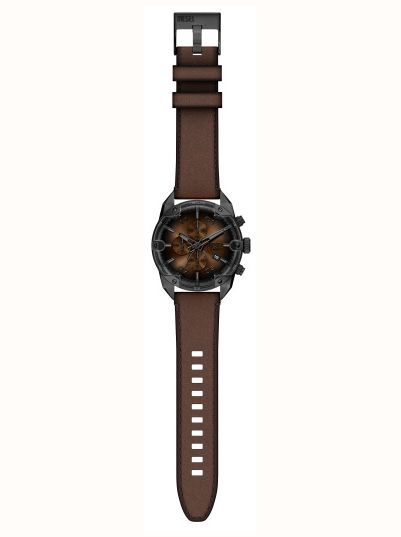 Diesel Spiked Black Leather Brown Dial Watch DZ4735 - alternate view 5
