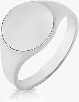 SILVER 13MM MEDIUM WEIGHT ROUND SIGNET RING Size T TS135M/T